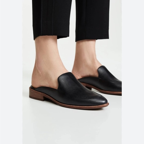 MADEWELL The Frances Skimmer Mule Leather Black Slip On Career Sz 6.5 - Picture 1 of 12